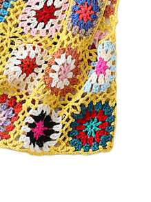 Women's Sheer Floral Crochet Square Neck Sleeveless Cover Up Tank Crop Tops - Apricot - View 6