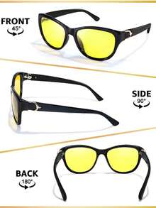 SIPHEW 女士夜间驾驶眼镜，带偏光防眩光黄色镜片夜视眼镜 IF572 时尚基本款，适合毛衣、牛仔裤、运动裤、连帽衫、夹克、连衣裙和长袖衬衫 - 彩色 - 查看 6