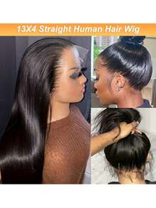 Straight Lace Front Wigs Human Hair 13x4 Lace Frontal Wigs 180 Density Unprocessed Brazilian Straight Virgin Human Hair Wigs Pre Plucked With Baby Hair For Women - Black - View 2