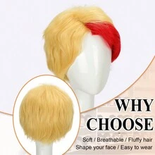 动漫假发 金色亮点 红色短发 合成假发 角色扮演假发 - 彩色 - 查看 7