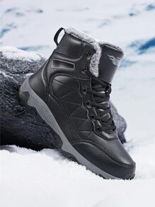 Herren Winter Plüschgefütterte Schneestiefel, Outdoor Sport Warme Wanderschuhe in Große Größen, rutschfeste Oberleder wasserfest, weich und bequem für täglichen Trag und Bergwandern