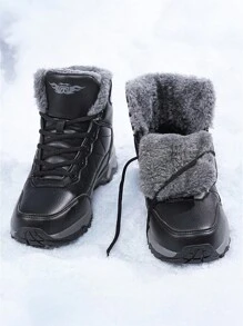 Herren Winter Plüschgefütterte Schneestiefel, Outdoor Sport Warme Wanderschuhe in Große Größen, rutschfeste Oberleder wasserfest, weich und bequem für täglichen Trag und Bergwandern