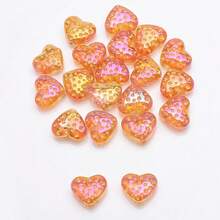 20 chiếc/100 chiếc 13*15mm Hạt thủy tinh tráng men hình trái tim có lỗ ở giữa Phụ kiện làm đồ trang sức tự làm, Thích hợp làm hoa tai, vòng cổ, móc khóa, mặt điện thoại, quà tặng sinh nhật/ngày lễ - Tim hoa 13*15mm - Xem 13
