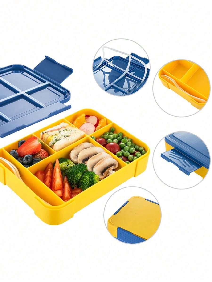 1Pc Large Capacity Lunch Box With Utensils And Dip Box, Adult Bento Box