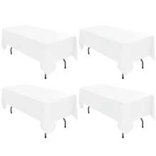 REWOMC 4 Pack White Tablecloths For 6ft Rectangle Tables 60 X 102 Inch - Polyester Table Cover Stain And Wrinkle Resistant Washable Fabric Table Clothes For Wedding Party Banquet Reception Restaurant Multiple Colors,Weddings Graduation Season Outdoor Events Entertain Guests - trắng - Xem 1