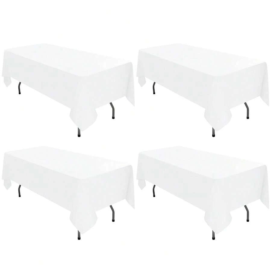 REWOMC 4 Pack White Tablecloths For 6ft Rectangle Tables 60 X 102 Inch - Polyester Table Cover Stain And Wrinkle Resistant Washable Fabric Table Clothes For Wedding Party Banquet Reception Restaurant Multiple Colors,Weddings Graduation Season Outdoor Events Entertain Guests - trắng - Xem 1