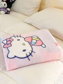 Sanrio 1 pieza Manta de peluche suave y cálida con estampado de dibujos animados, manta de tiro de peluche de leche, de uso múltiple para viajes, cama, sofá, decoración del hogar, apta para todas las estaciones
