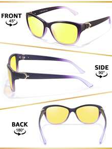 SIPHEW 女士夜间驾驶眼镜，带偏光防眩光黄色镜片夜视眼镜 IF572 时尚基本款，适合毛衣、牛仔裤、运动裤、连帽衫、夹克、连衣裙和长袖衬衫 - 彩色 - 查看 11