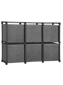 SONGMICS Ladder Storage Unit, 6 Cubes With 6 Storage Boxes, DIY Closet Organiser, Multifunctional With Modular Design, Sturdy Metal Frame, Includes Rubber Mallet, 105 X 30 X 105 Cm, Black - Black - View 9
