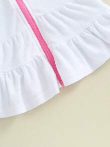 Kids Toddler Little Girl Swim Cover Up Terry Zip-Up Hooded Beach Bathing Suit Swimsuit Wraps Zipper Coverup Dress - 白色 - 查看 7