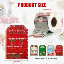 圣诞装饰 200 件粘性圣诞标签贴纸用于礼品包装，2 X 3 英寸圣诞节自粘礼品标签贴纸用于圣诞节节日装饰 - 彩色 - 查看 2