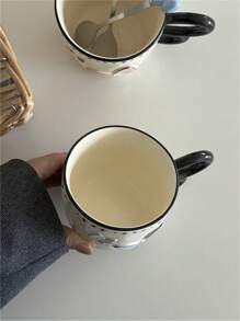 1pc Ins风格手绘梦幻蝴蝶陶瓷杯，双色釉蝴蝶设计拿铁杯，家用下午茶咖啡杯牛奶杯水杯果汁杯礼品杯返校