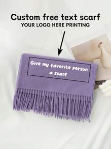 1pc Customized Printed Any Text High-End Scarf, Solid Color Minimalist Warm Scarf, Autumn/Winter - Scarf - View 11