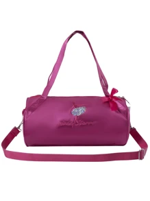 Bolsa de danza linda, bolso de bailarina de ballet de hombro, mochila de danza cruzada, mochila de danza de ballet de moda - Rosa Fucsia - Ver 2