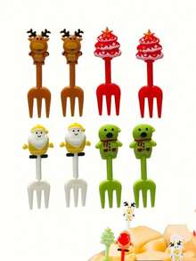 10 chiếc tăm cắm trái cây hoạt hình hình ông già Noel và tuần lộc, màu sắc và kiểu dáng ngẫu nhiên, đồ trang trí bánh tráng miệng có thể tái sử dụng, trang trí tiệc/nhà/bếp cho Giáng sinh - Nhiều màu - Xem 7