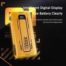 Power Bank Batería Portátil 30000mah YISEN Carga rápida de 22.5w 3 cables incorporados con luz LED - Amarillo - Ver 4