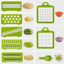 16 Pieces/1 Set Multifunctional Vegetable Cutter, Fruit Slicer, Handheld Food Grinder, Onion Grinder, Potato Shredder With Container, Space-Saving Kitchen Gadgets For Easy Meal Preparation, Kitchen Accessories, Cocina