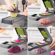 16 Pieces/1 Set Multifunctional Vegetable Cutter, Fruit Slicer, Handheld Food Grinder, Onion Grinder, Potato Shredder With Container, Space-Saving Kitchen Gadgets For Easy Meal Preparation, Kitchen Accessories, Cocina