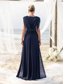 Draped Neckline Elegance Dress For Spring/Summer For Seaside Bachelorette Party, Beachfront Bridal, Garden Gala, Luxury Dinner Date, Honeymoon Retreat Outfit