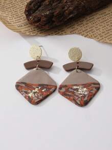 1 对手工制作复古风格高端树脂咖啡色女士吊坠耳环，适合度假、聚会和礼物 - 經典款 - 查看 12