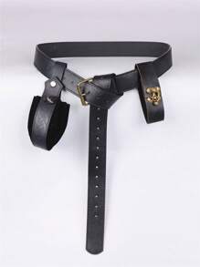 3 件套中世纪文艺复兴服装套装复古腰带朋克风格印花腰包水杯药水瓶挂钩适用于中世纪复古舞台表演道具 - A - 查看 6