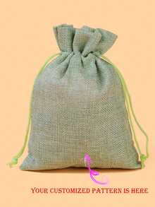 Customized Christmas Burlap Drawstring Bags, Christmas Gift Bags, Candy Bags, Jewelry Gift Bags, Wedding Gift Burlap Pouches, Holiday Candy Bags - Multicolor - View 4