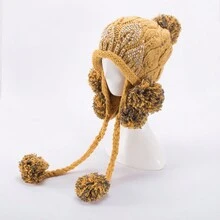 1 件装 女士水钻装饰针织绒球冬季雪帽滑雪护耳帽 - 無簷套頭帽 - 查看 2