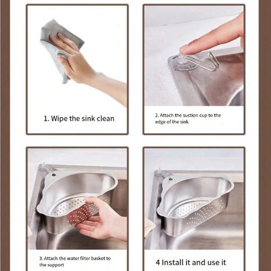 Kitchen Sink Triangle Drain Storage Rack, Food Grade 304 Stainless