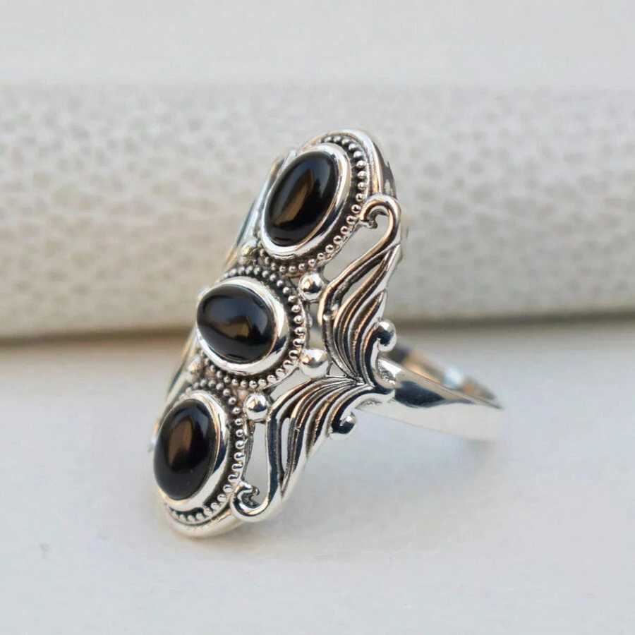 1 件复古三层树脂装饰创意设计戒指，适合女性日常佩戴 - 幾何 - 查看 1