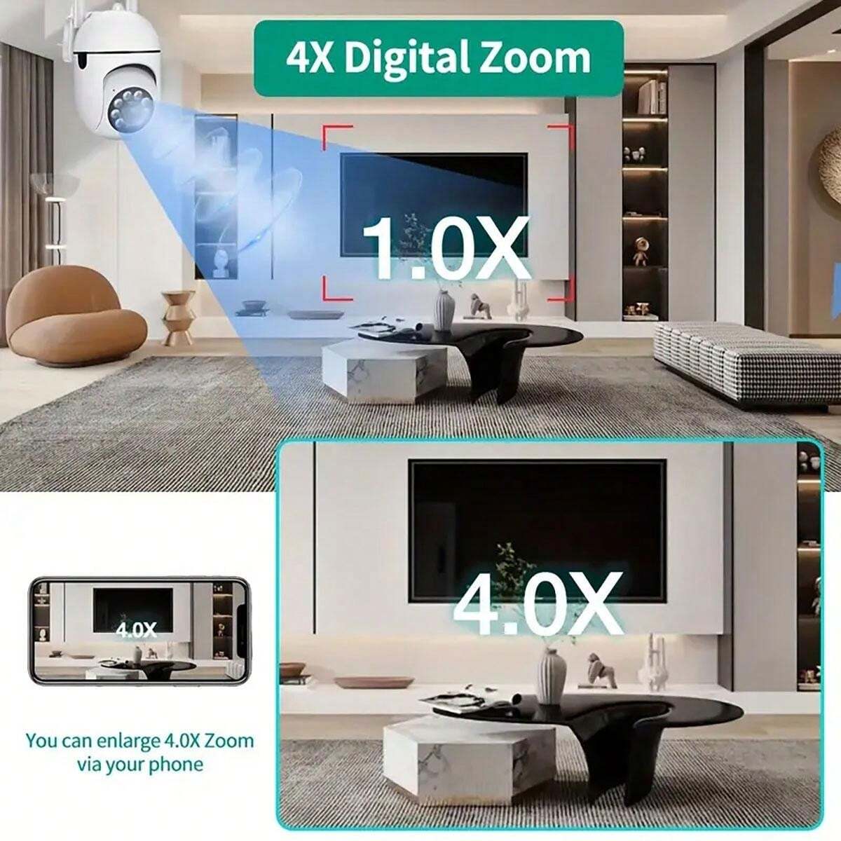 2mp 1080p Hd Wireless Security Camera For Indoor & Outdoor Use, PTZ