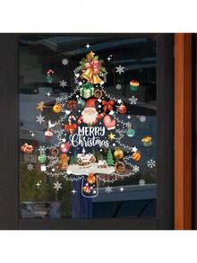 1 miếng dán cửa sổ tĩnh điện hình cây thông Noel, ông già Noel, người tuyết, hoa văn bông tuyết, miếng dán cửa sổ kính, trang trí nhà cửa, lối vào phòng ngủ, phòng khách, hiên nhà, miếng dán có thể tháo rời - Nhiều màu - Xem 4