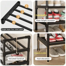 1 peça sapateira de 8 camadas, organizador de sapatos de tubo de metal, sapateira multiuso para corredor, quarto, entrada e sala de estar, armário de armazenamento de sapatos de fácil montagem