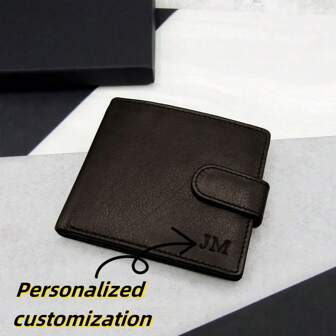 Herren personalisierte PU-Leder Geldbörse, einfacher Stil Münzgeldbörse und Tasche mit Beschriftung, angepasste Initialen, das beste Geschenk für Männer und Väter