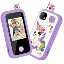 Juguete teléfono inteligente para niños, juguete teléfono para niños con pantalla táctil HD y cámara dual tipo unicornio, cámara de vídeo digital HD con funda protectora de silicona, juguetes de aprendizaje, regalos de Navidad y cumpleaños para niñas de 6 a 12 años
