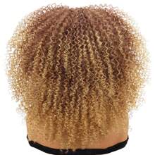 Women's Curly Wig, African Afro Kinky Curly Wig With Bangs, Synthetic Fiber, Long Fluffy Curly Hair, No Glue - Blonde Ombre - View 9