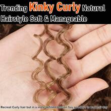 Women's Curly Wig, African Afro Kinky Curly Wig With Bangs, Synthetic Fiber, Long Fluffy Curly Hair, No Glue - Blonde Ombre - View 7