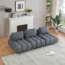 MoolSun Luxury Living Room Combination Sofa, Oversized Combination Sofa With Reversible Lounge Chair, Modern Modular Combination Sofa, Teddy Fabric Sofa With Wide Open Seats, Detachable Modular Sofa, Tapered Legs, Suitable For Apartments, Living Rooms, Offices, And Reception Areas. ﻿ - (3件套) 灰色 - 查看 2