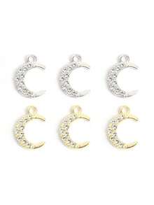 5 件 11*16 毫米银合金水钻新月吊坠，DIY 珠宝配件，适用于项链、手链、耳环、钥匙扣 - 銀色 - 查看 4