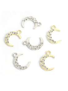 5 件 11*16 毫米银合金水钻新月吊坠，DIY 珠宝配件，适用于项链、手链、耳环、钥匙扣 - 銀色 - 查看 6