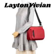 LaytonVivian Women's Shoulder Bag With Adjustable Reinforced Strap And Multi-Compartment - Đỏ - Xem 3