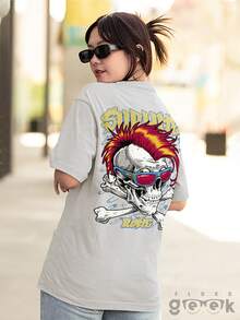 Shirt Skull T-Shirt Skate Rock Streetwear Punk With Rome Ref 1433 FLUXOGEEK - 灰色 - 查看 7