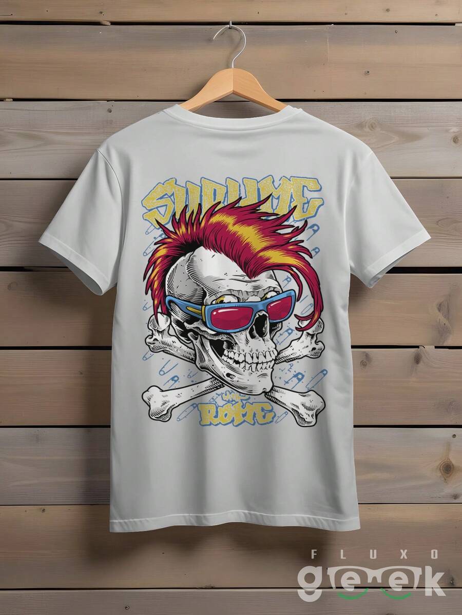 Shirt Skull T-Shirt Skate Rock Streetwear Punk With Rome Ref 1433 FLUXOGEEK - 灰色 - 查看 1