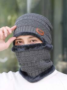 男士冬季毛线帽羊毛保暖针织帽户外骑行护耳针织帽护颈 - 彩色 - 查看 7