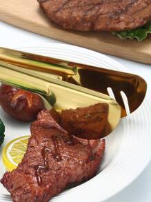 2/4 件不锈钢半圆形食物夹，厨具烹饪工具适用于沙拉、意大利面、烧烤、自助餐 - 金色 - 查看 6