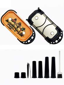 Bộ 9 khay cuộn vuông bằng kim loại có bộ nạp hình nón, phù hợp với tẩu thuốc lá cỡ tiêu chuẩn và đầy đủ, bộ nạp tẩu thuốc lá đã cuốn sẵn kèm chổi vệ sinh, phễu lọc và con lăn - Món quà hoàn hảo cho người đam mê thuốc lá! - Nhiều màu - Xem 9