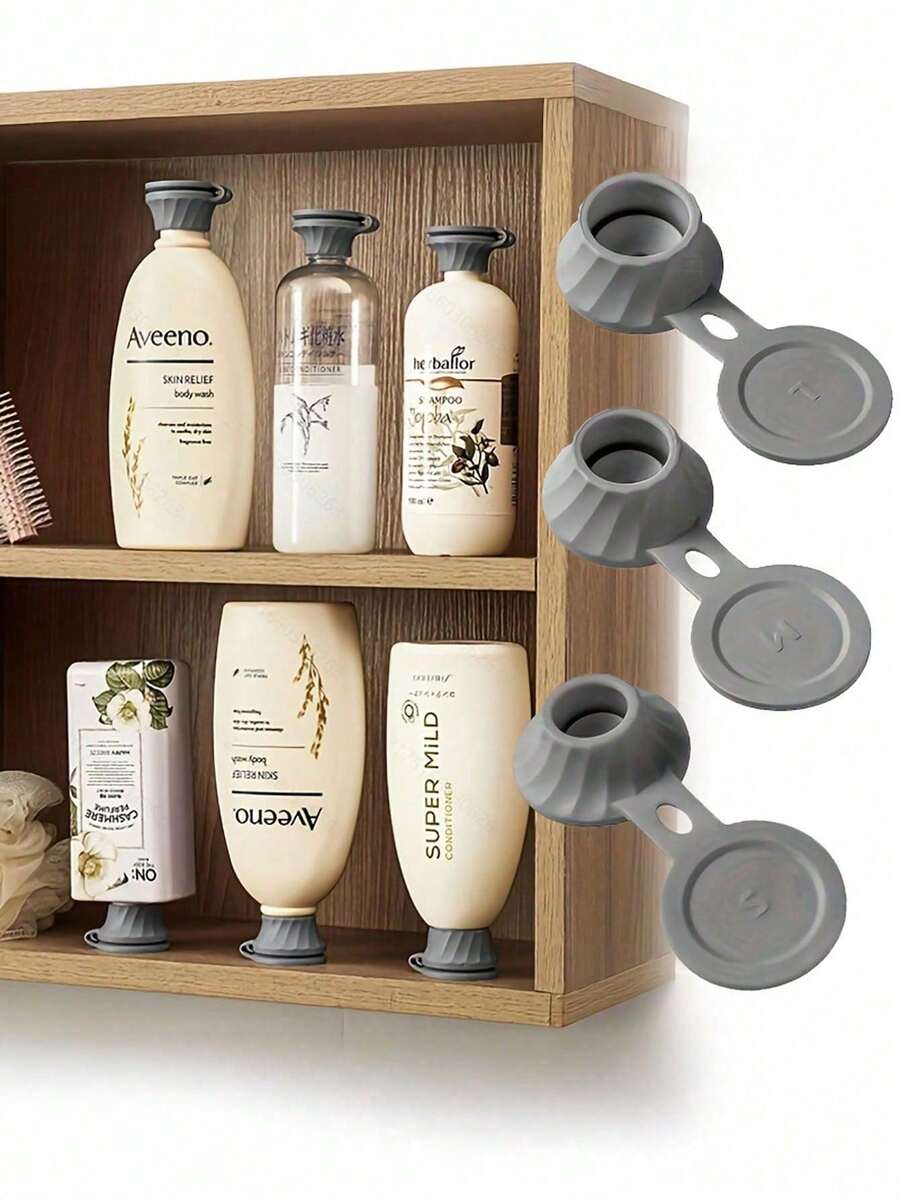 Vertical Bottle Stand Cap Set For Shampoo, Conditioner, Shower Gel