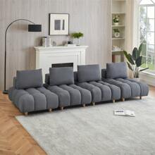 MoolSun Luxury Living Room Combination Sofa, Oversized Combination Sofa With Reversible Lounge Chair, Modern Modular Combination Sofa, Teddy Fabric Sofa With Wide Open Seats, Detachable Modular Sofa, Tapered Legs, Suitable For Apartments, Living Rooms, Offices, And Reception Areas. ﻿ - (4件) 灰色 - 查看 5