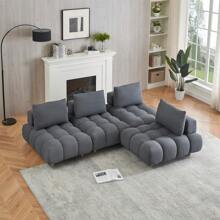 MoolSun Luxury Living Room Combination Sofa, Oversized Combination Sofa With Reversible Lounge Chair, Modern Modular Combination Sofa, Teddy Fabric Sofa With Wide Open Seats, Detachable Modular Sofa, Tapered Legs, Suitable For Apartments, Living Rooms, Offices, And Reception Areas. ﻿ - (4件) 灰色 - 查看 4