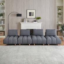 MoolSun Luxury Living Room Combination Sofa, Oversized Combination Sofa With Reversible Lounge Chair, Modern Modular Combination Sofa, Teddy Fabric Sofa With Wide Open Seats, Detachable Modular Sofa, Tapered Legs, Suitable For Apartments, Living Rooms, Offices, And Reception Areas. ﻿ - (4件) 灰色 - 查看 3
