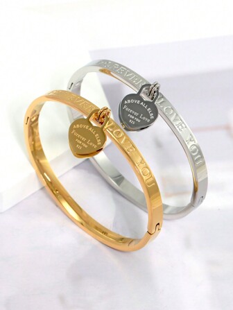 กำไลข้อมือสแตนเลสเส้นใหม่รูปหัวใจสองชั้นกันน้ำสไตล์ใหม่เครื่องประดับสร้อยข้อมือสวยหรูของขวัญวันวาเลนไทน์วันแม่วันเกิดงานแต่งงานปาร์ตี้ของขวัญแฟน